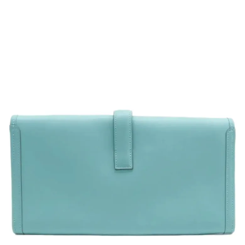 HERMES Jige Elan 29 Calfskin Leather Clutch Wallet Light Blue