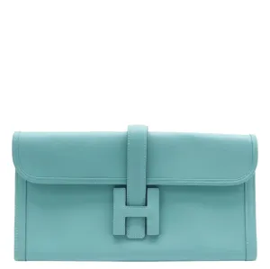 HERMES Jige Elan 29 Calfskin Leather Clutch Wallet Light Blue