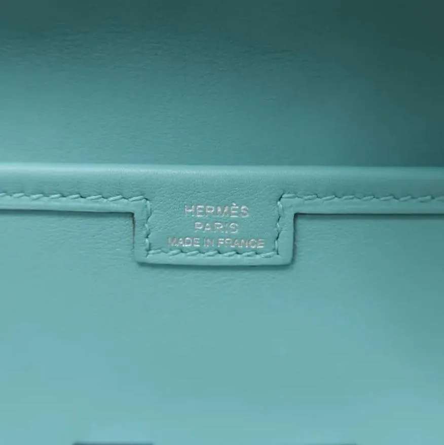 HERMES Jige Elan 29 Calfskin Leather Clutch Wallet Light Blue