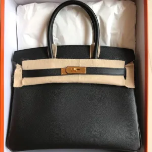 Hermès Birkin 30 Noir (Black) Epsom Gold Hardware GHW