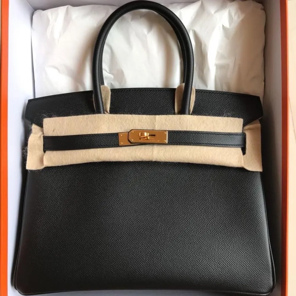 Hermès Birkin 30 Noir (Black) Epsom Gold Hardware GHW