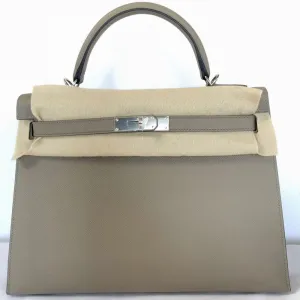 Hermès Kelly 32 Gris Asphalte Sellier Epsom Palladium Hardware PHW