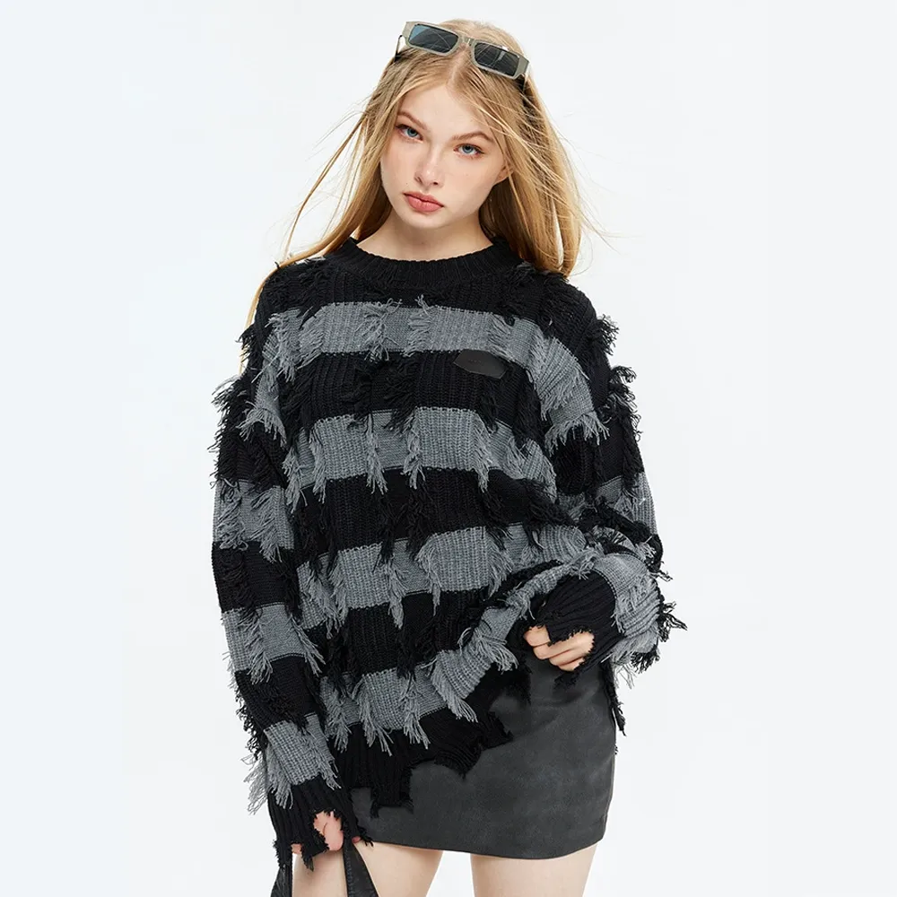 High Street Striped Fringed Sweater