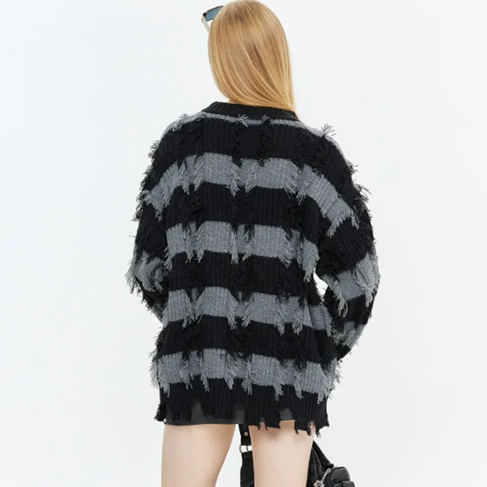 High Street Striped Fringed Sweater