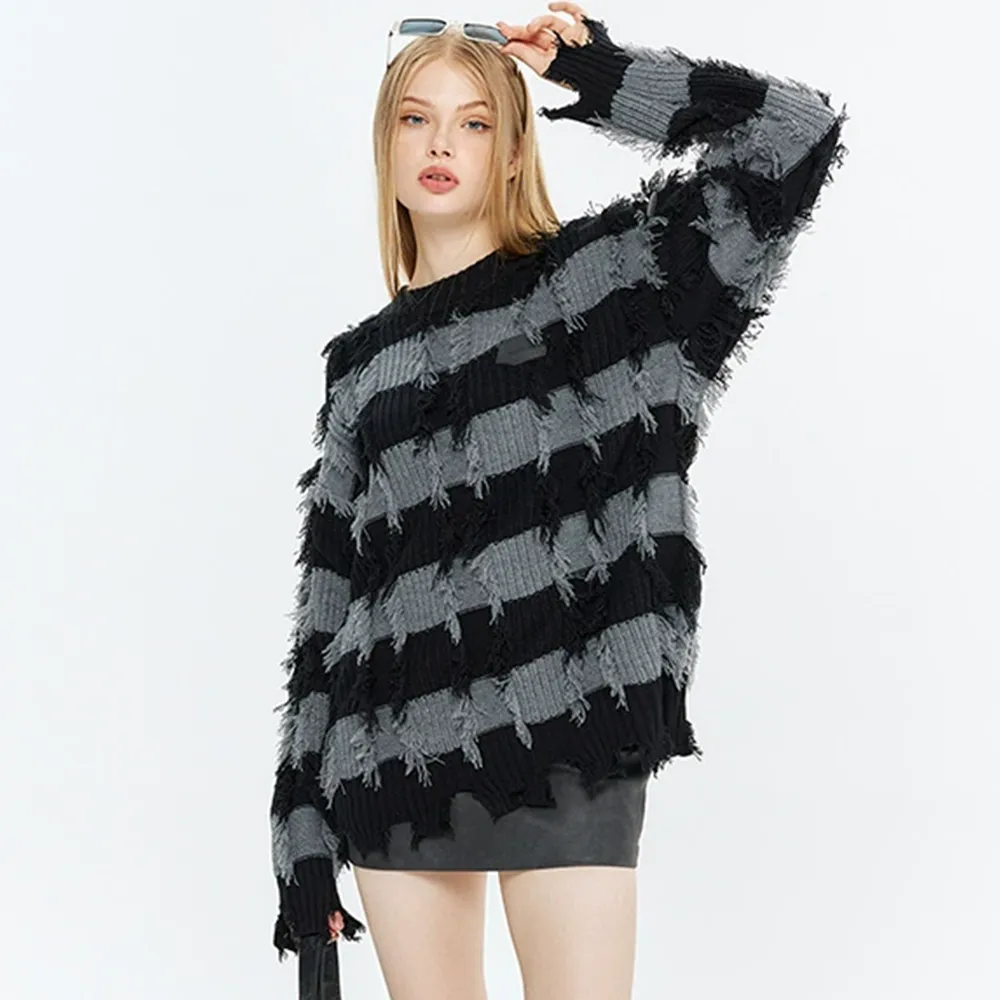 High Street Striped Fringed Sweater