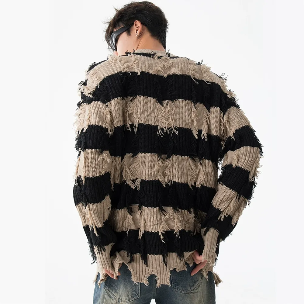 High Street Striped Fringed Sweater