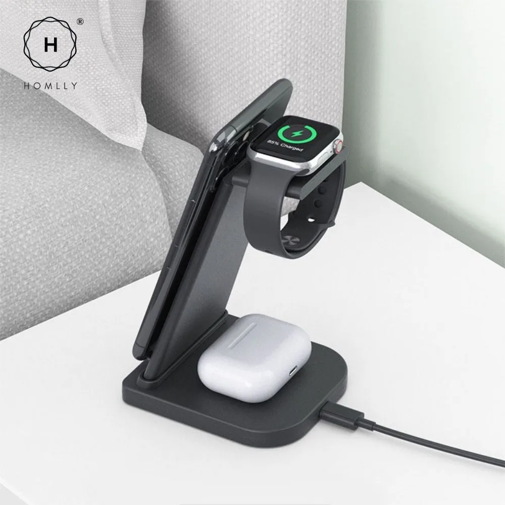 Homlly Detachable 3 in 1 Wireless Charging Station  Dock for Apple Samsung Watch Qi enabled Smartphone