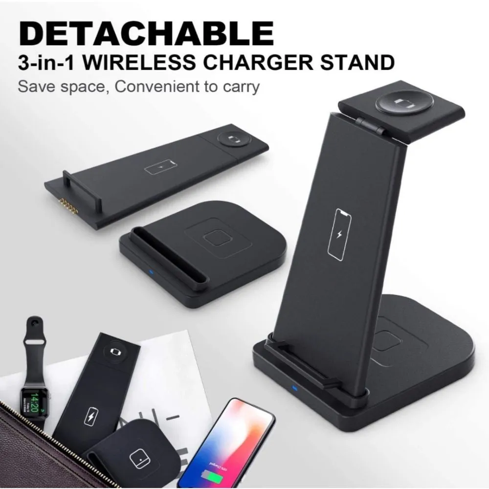 Homlly Detachable 3 in 1 Wireless Charging Station  Dock for Apple Samsung Watch Qi enabled Smartphone