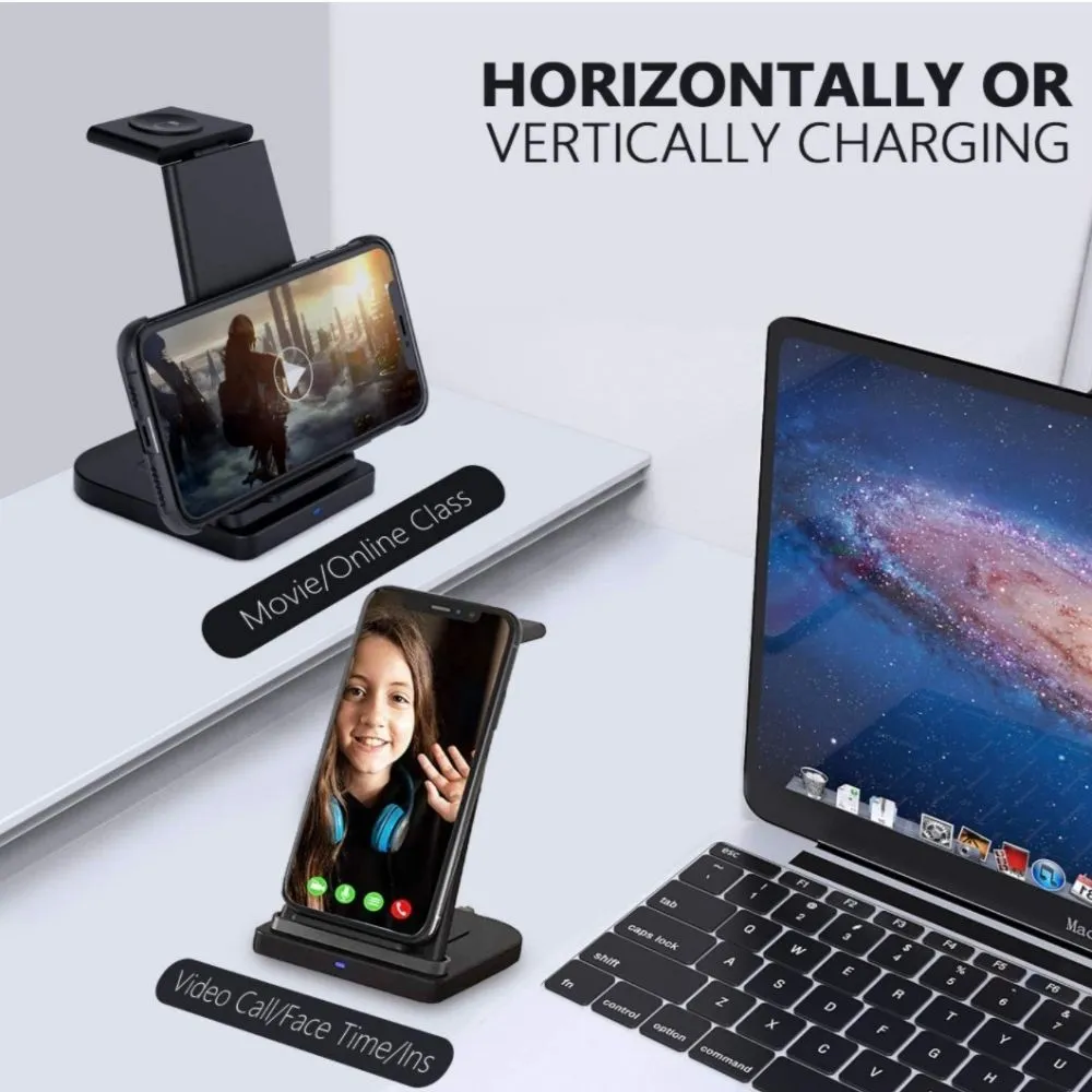 Homlly Detachable 3 in 1 Wireless Charging Station  Dock for Apple Samsung Watch Qi enabled Smartphone