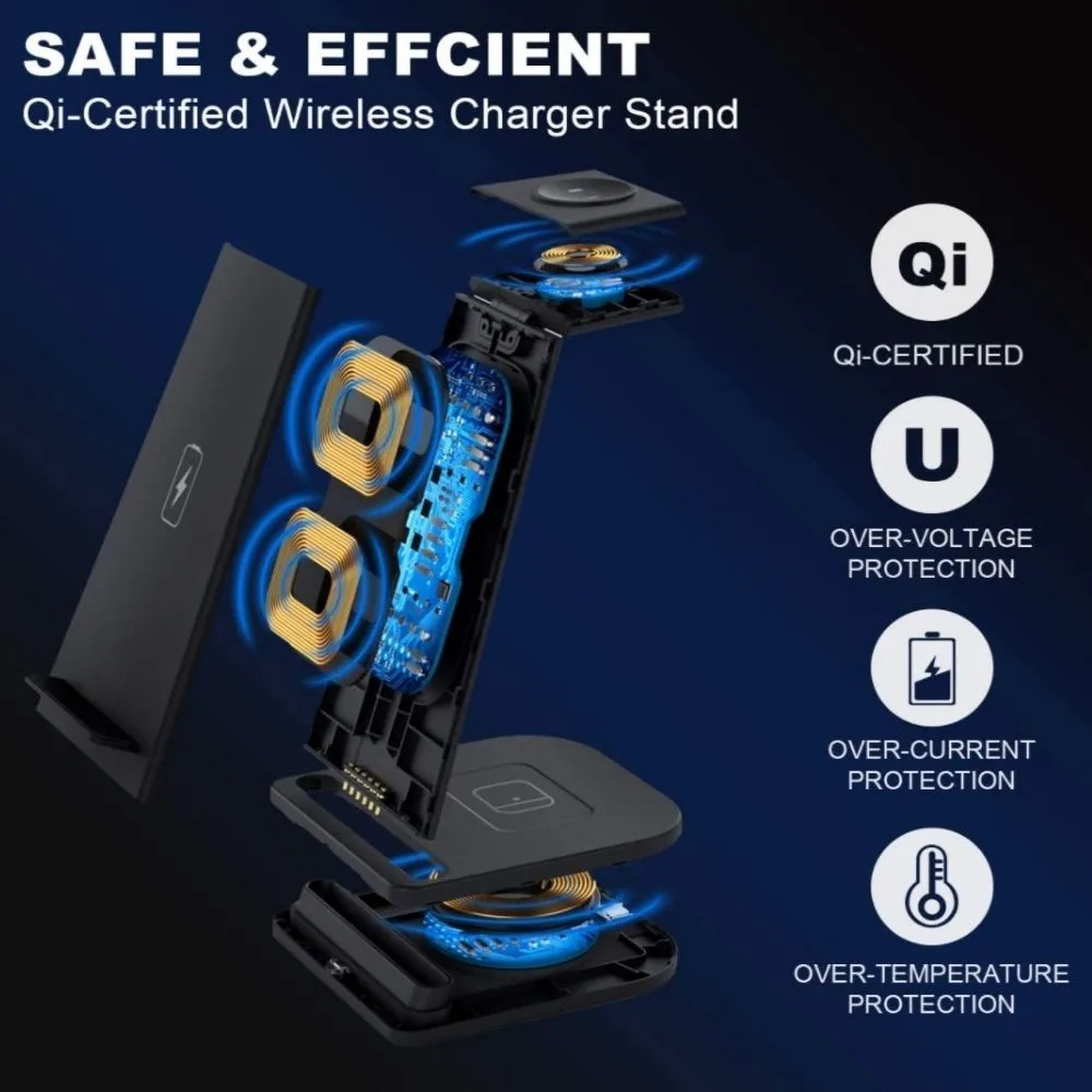 Homlly Detachable 3 in 1 Wireless Charging Station  Dock for Apple Samsung Watch Qi enabled Smartphone