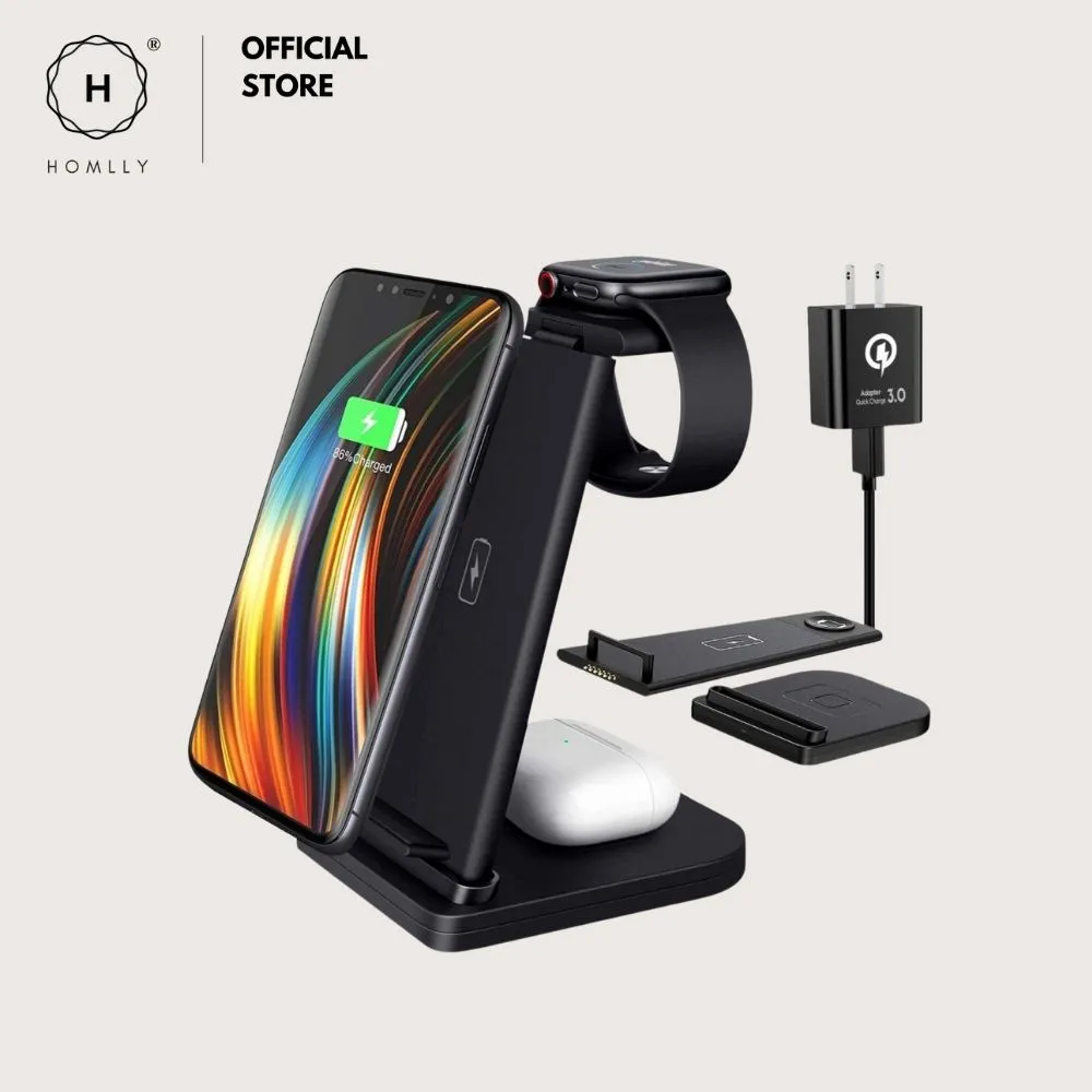 Homlly Detachable 3 in 1 Wireless Charging Station  Dock for Apple Samsung Watch Qi enabled Smartphone