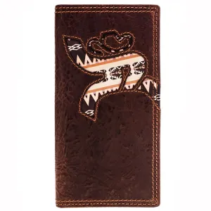Hooey Roughy Laser Cut Hands Up Leather Rodeo with Aztec Inlay Wallet