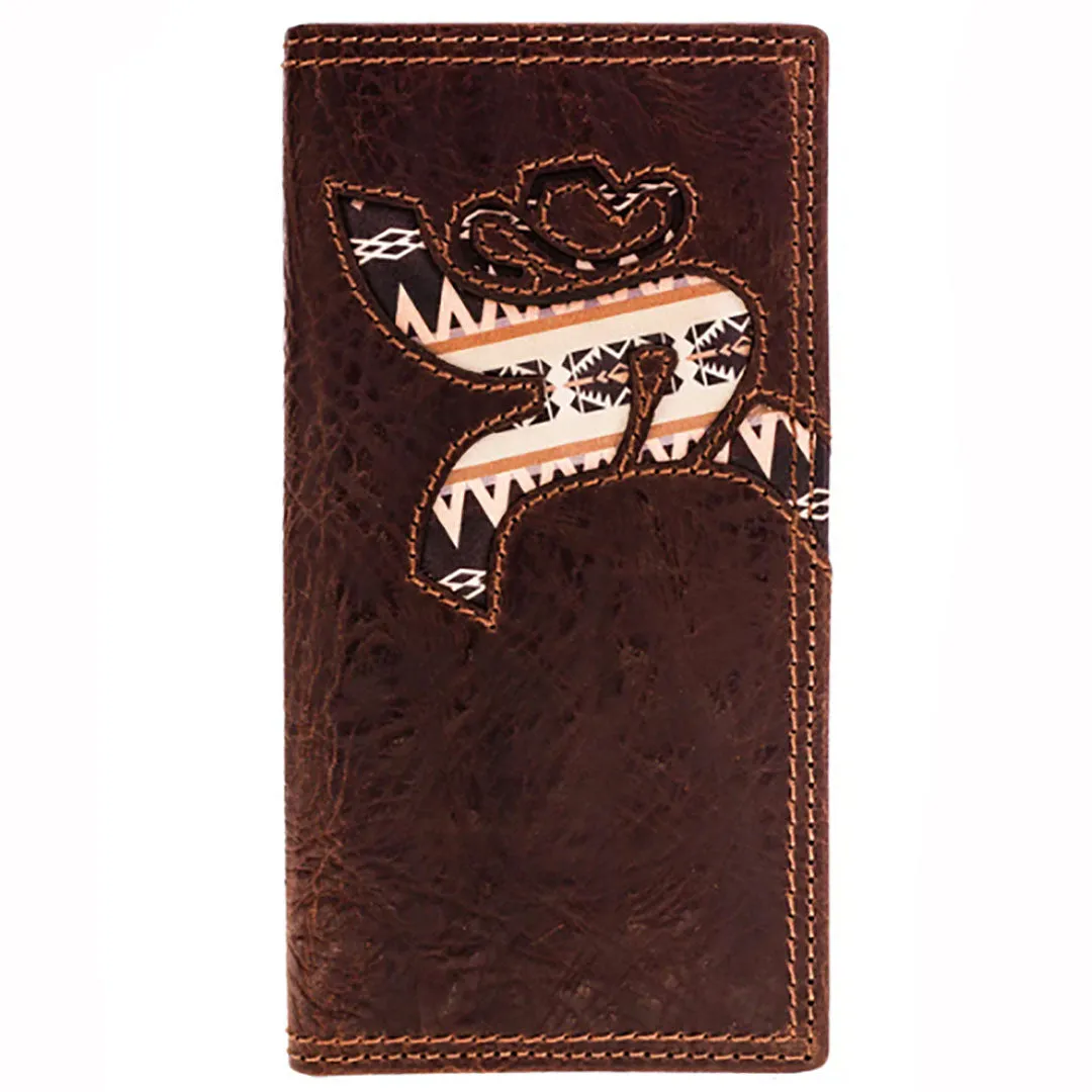 Hooey Roughy Laser Cut Hands Up Leather Rodeo with Aztec Inlay Wallet