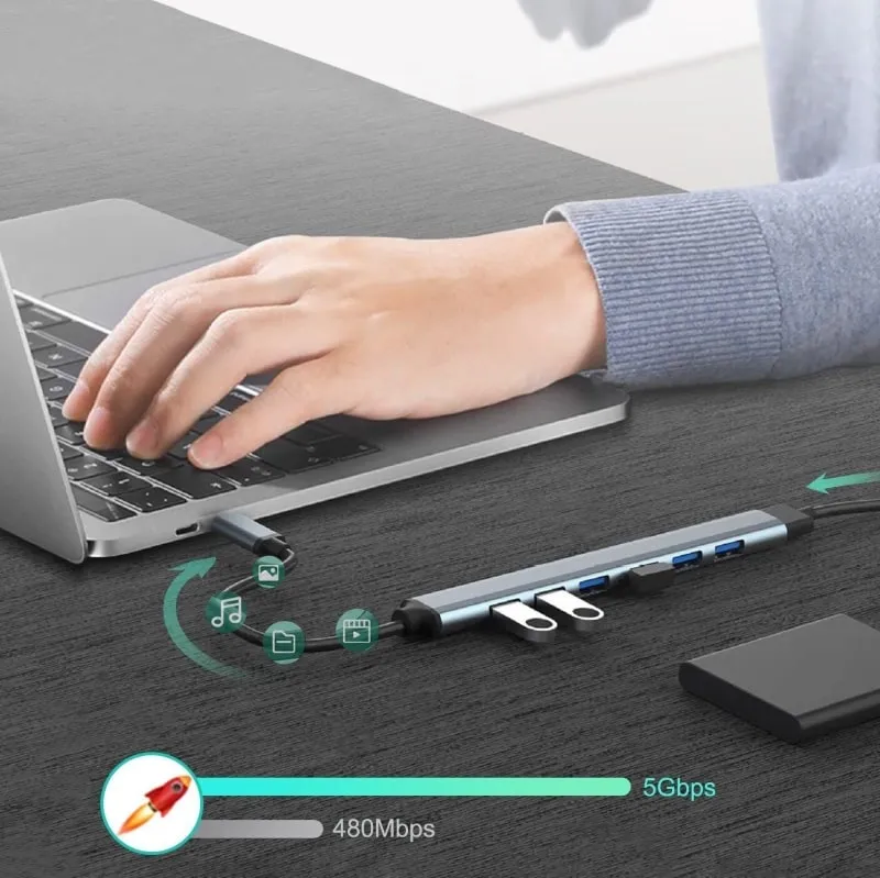 HUB Rozgałęźnik USB na 7 USB (6x USB 2.0 1x USB 3.0)
