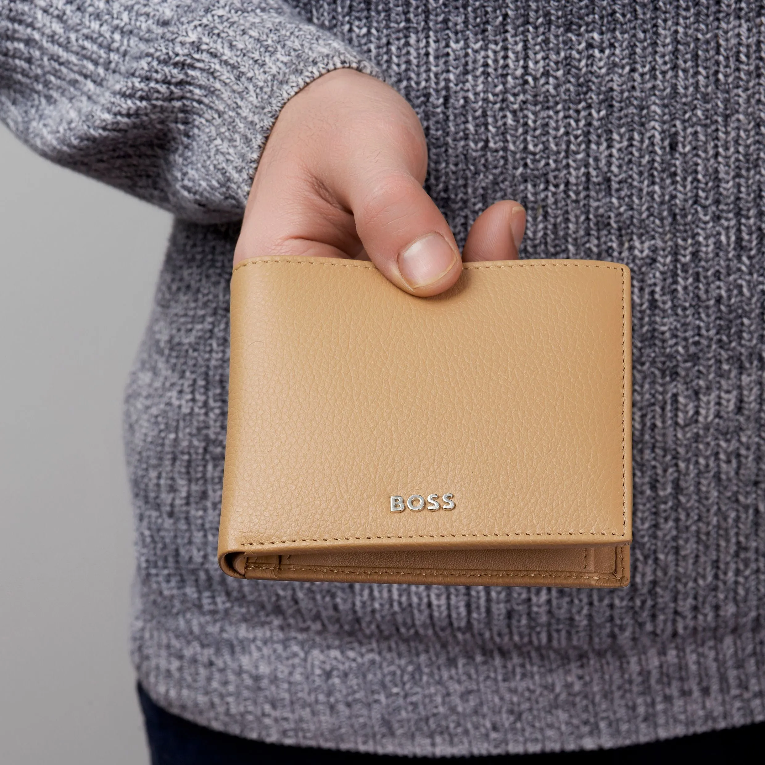 HUGO BOSS HLM416X-Money wallet Classic Grained Camel