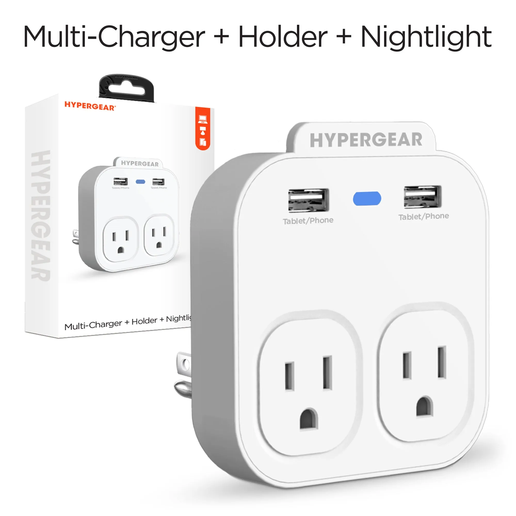 HYPERGEAR Multi-Charger   Holder   Nightlight - Dual Voltage