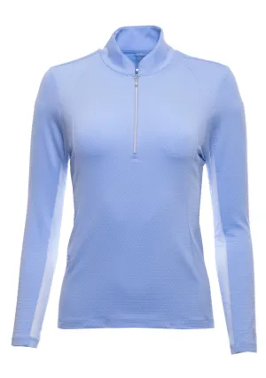 Ibkul UMORFIL Long Sleeve Zip Mock Neck  SPF 50  -Periwinkle