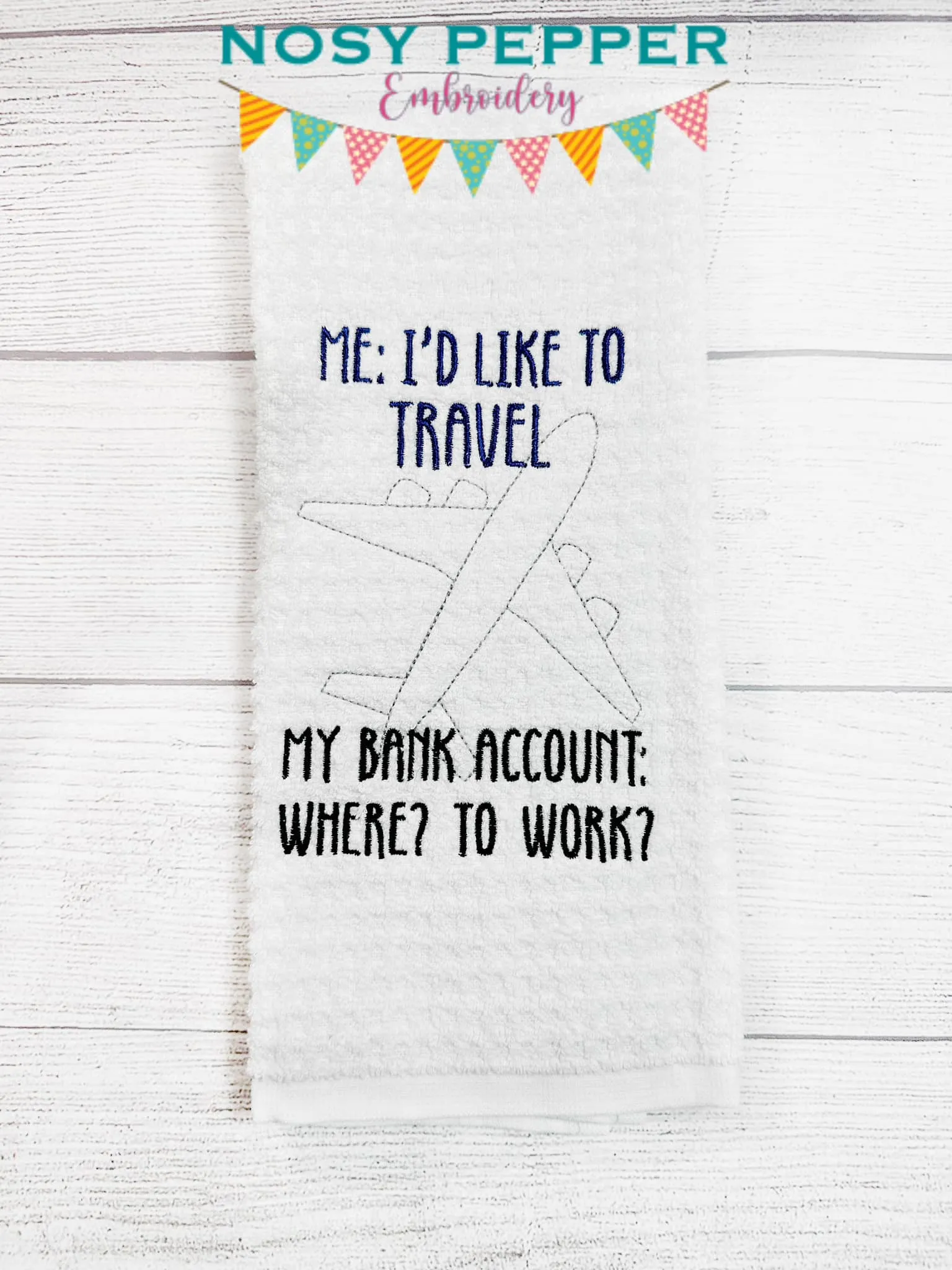 I'd Like To Travel machine embroidery design (4 sizes included) DIGITAL DOWNLOAD