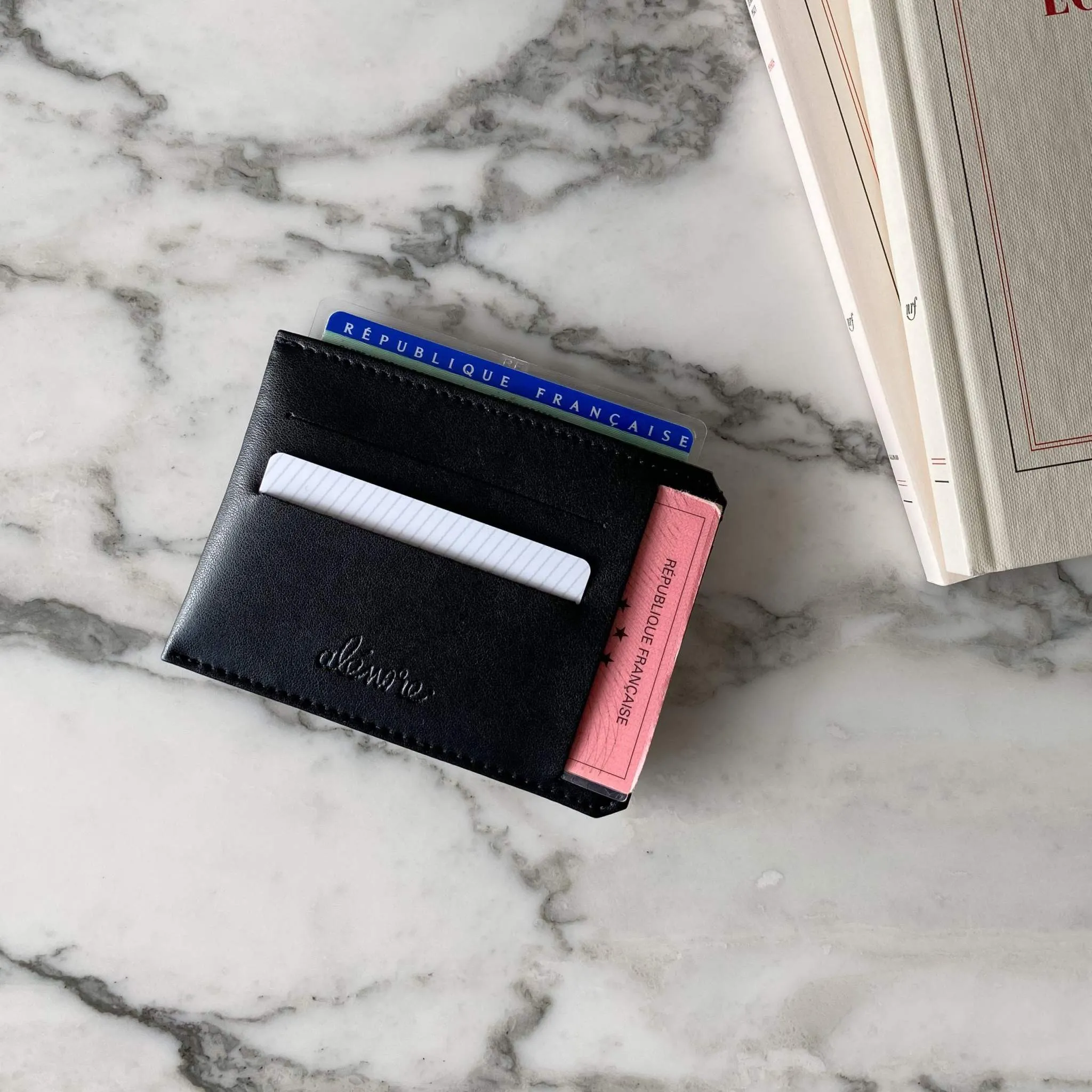 Jasmin Vegan Apple Leather Compact Wallet | Black