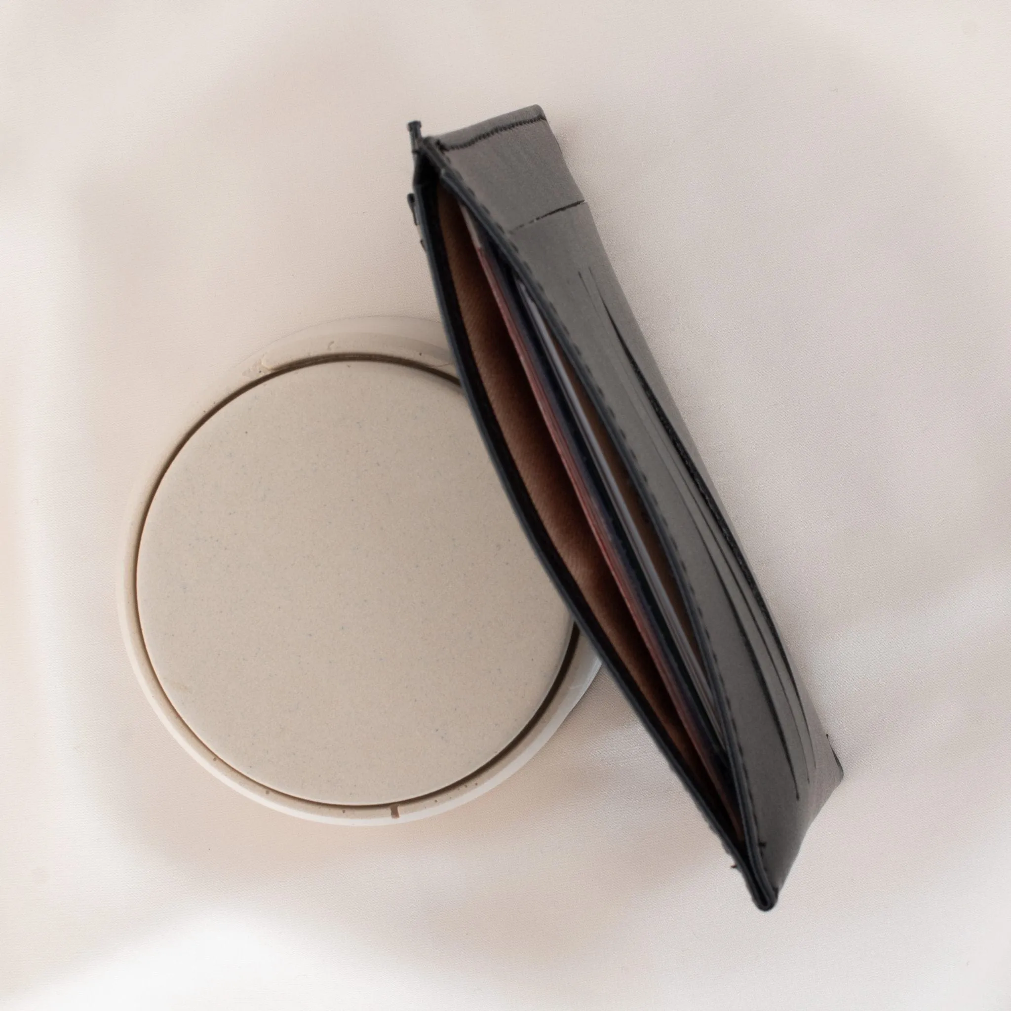 Jasmin Vegan Apple Leather Compact Wallet | Black