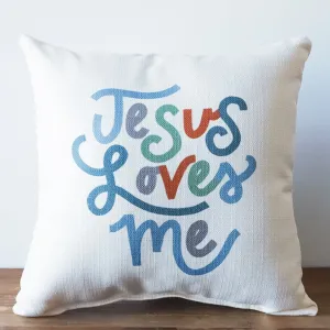 Jesus Loves Me Blues Square Pillow