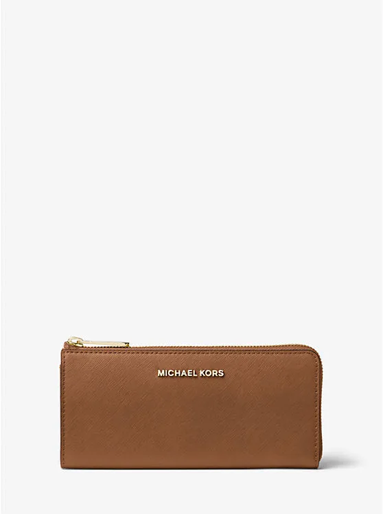 Jet Set Travel Large Saffiano Leather Quarter-Zip Wallet