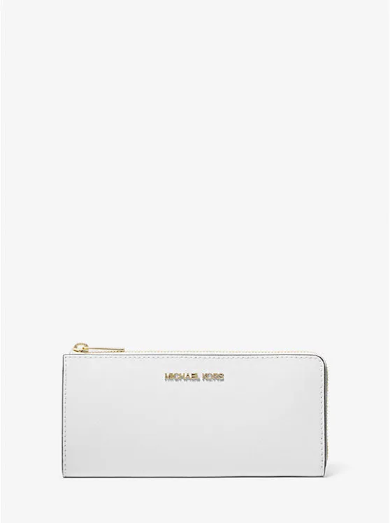 Jet Set Travel Large Saffiano Leather Quarter-Zip Wallet
