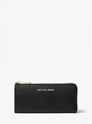 Jet Set Travel Large Saffiano Leather Quarter-Zip Wallet