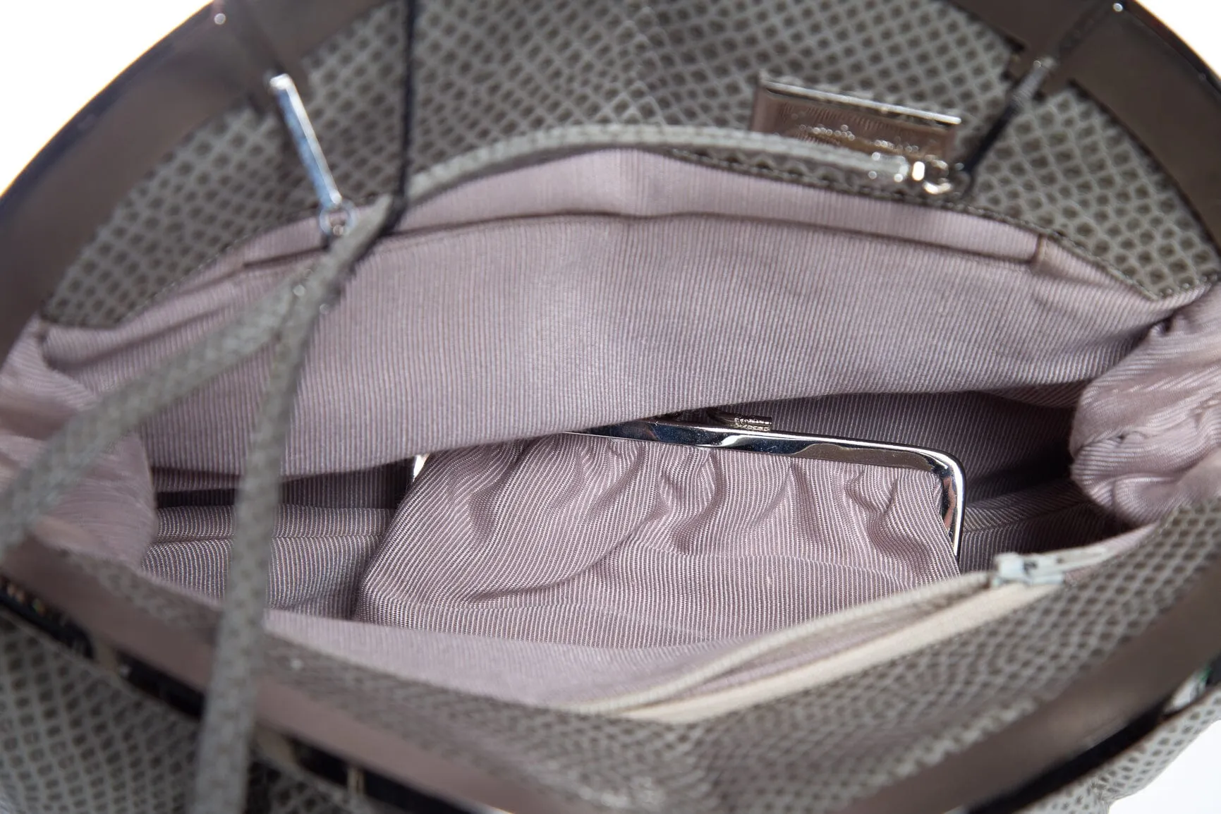 Judith Leiber Grey Reptile Clutch