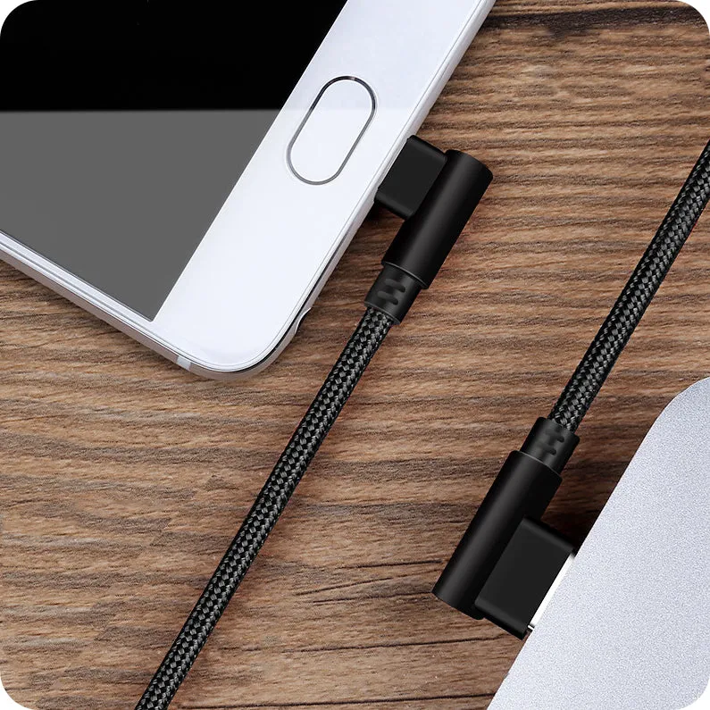 Kabel Kątowy, Pleciony - 1 Metr (USB-C/Lightning/Micro USB)