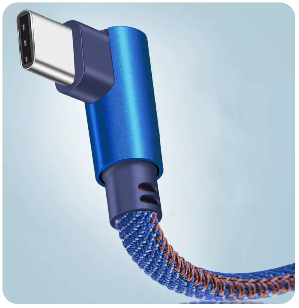 Kabel Kątowy USB-C, Jeansowy - 1 Metr