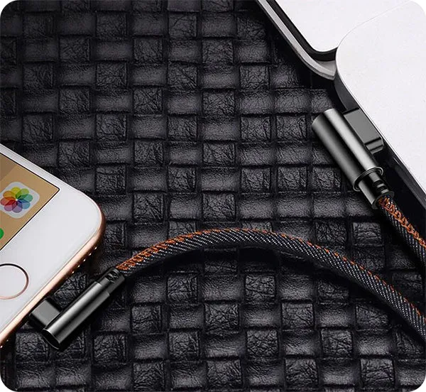 Kabel Kątowy USB-C, Jeansowy - 1 Metr