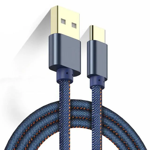 Kabel USB-C, Jeansowy - 1 Metr