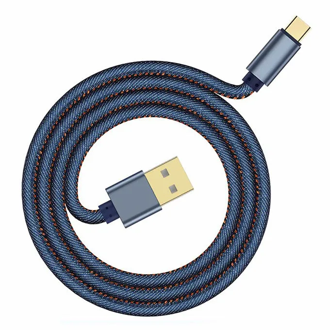 Kabel USB-C, Jeansowy - 1 Metr