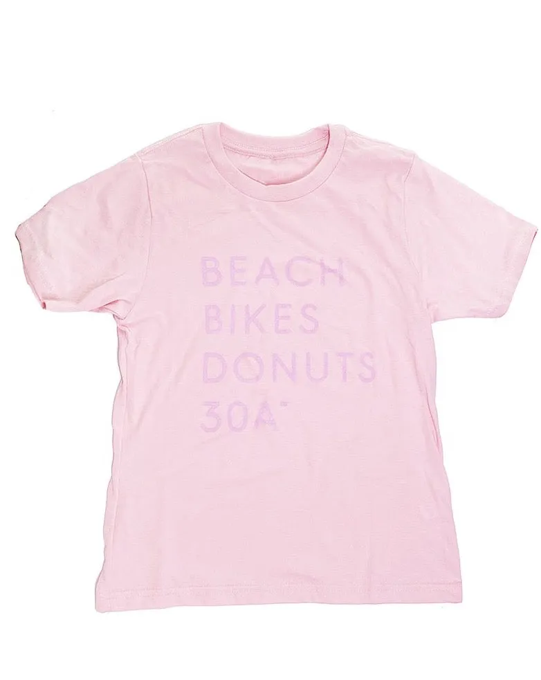Kids Pink & Lilac "Beach Bikes Donuts 30A™" Tee