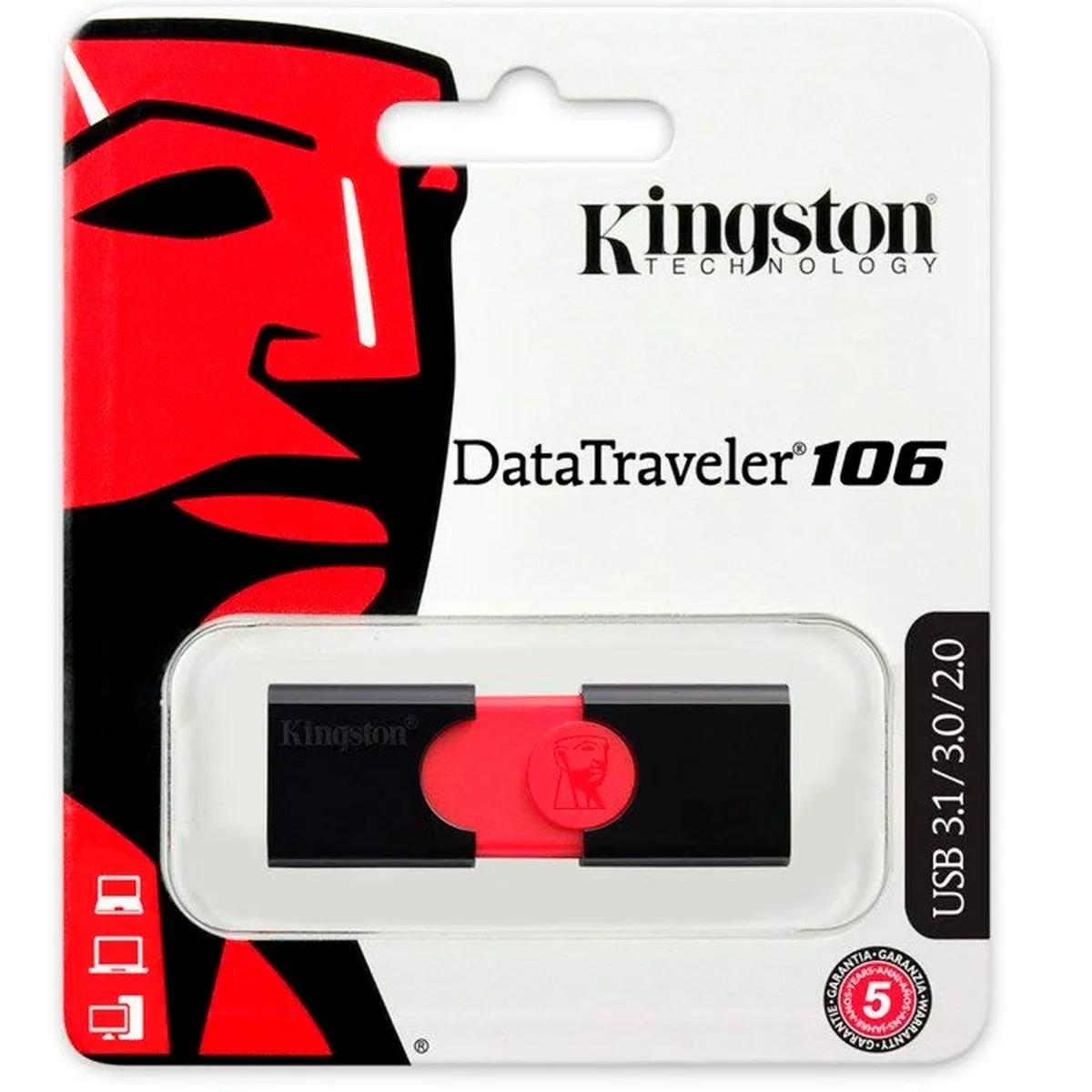 Kingston Dt106 Memoria Usb 64 Gb 3.0 Negro/Rojo