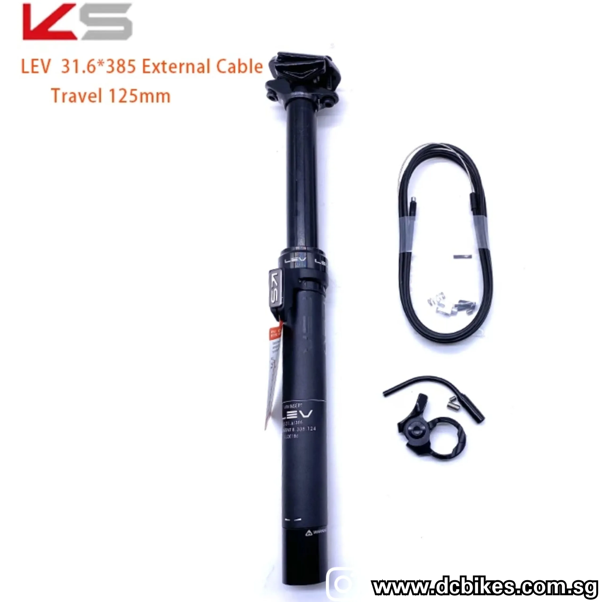 KS | 30.9/31.6 Kind Shock LEV 125mm External Routing Air Dropper Seat Post   Bar Remote Lever