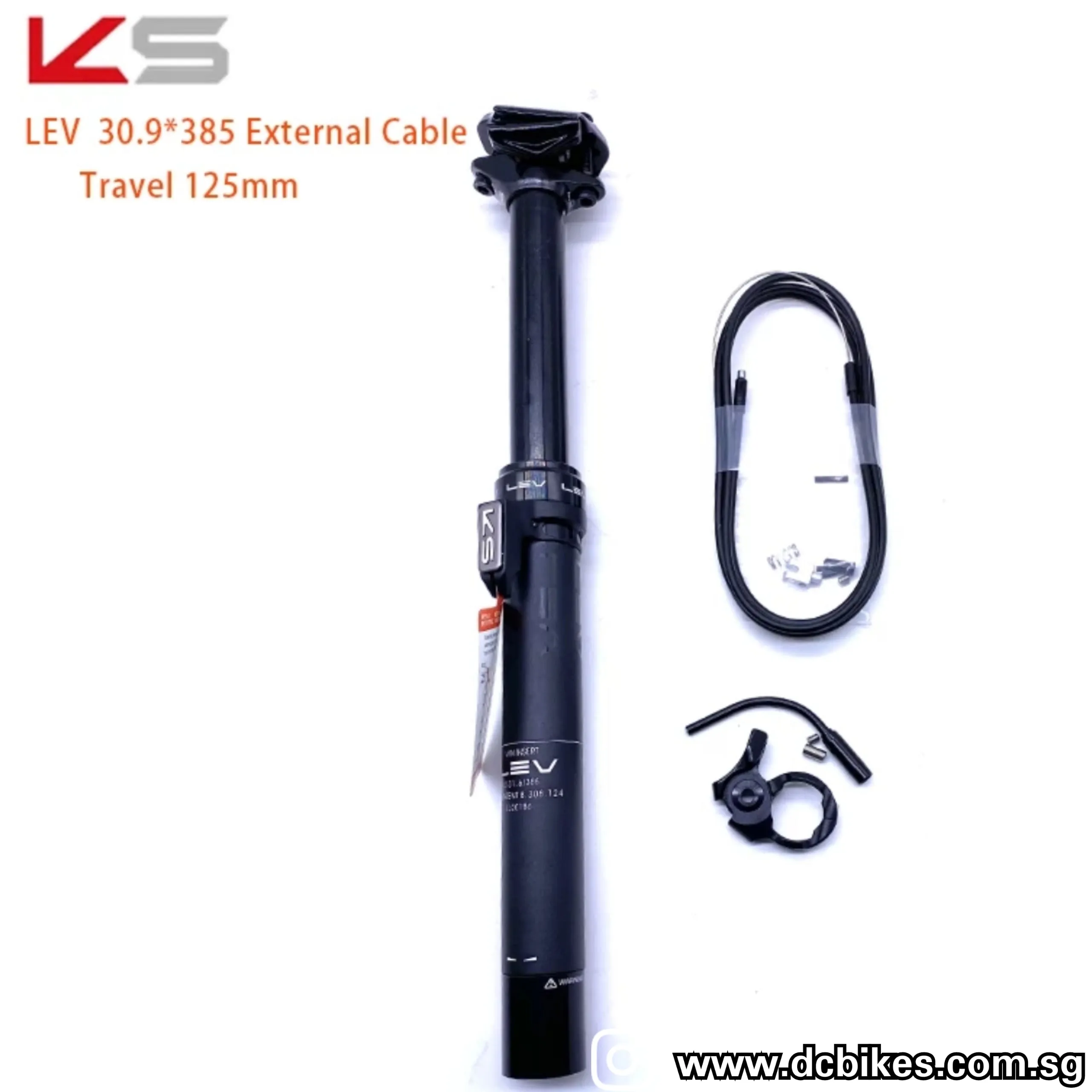 KS | 30.9/31.6 Kind Shock LEV 125mm External Routing Air Dropper Seat Post   Bar Remote Lever