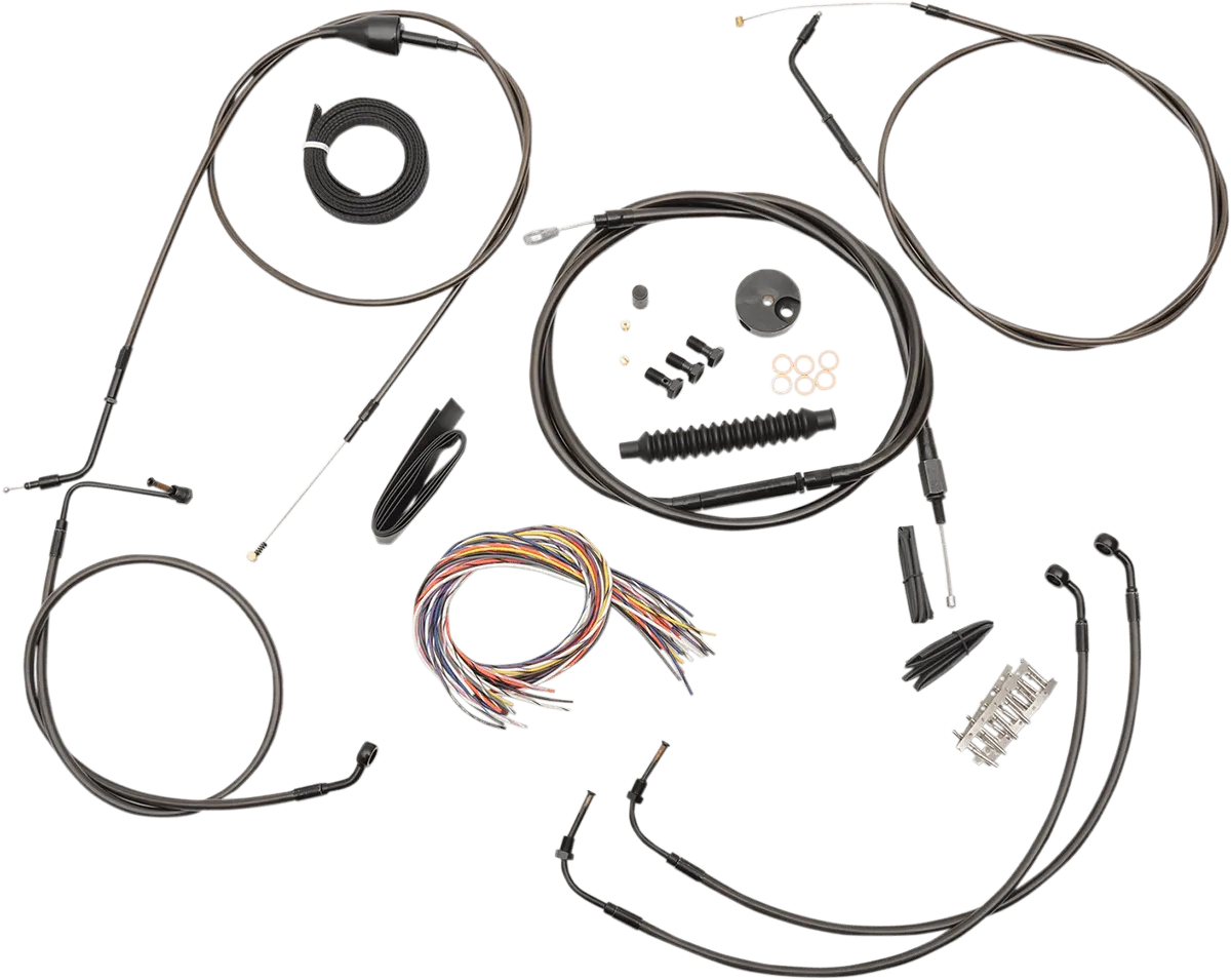 LA Choppers LA-8005KT2A-08M Complete Handlebar Cable and Brake Line Kit - Midnight