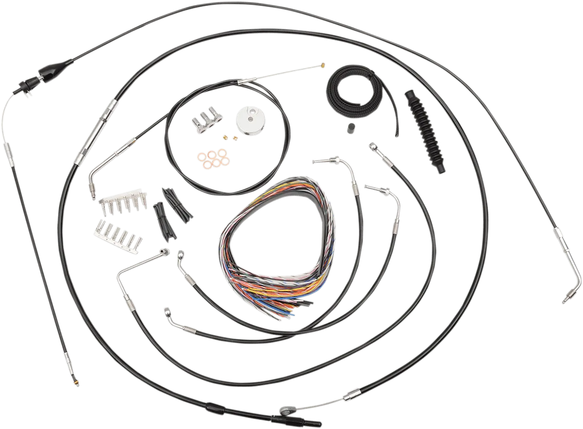 LA Choppers LA-8005KT2B-13B Complete Handlebar Cable and Brake Line Kit - Black Vinyl/Stainless