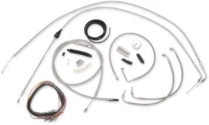 LA Choppers LA-8005KT2B-19 Complete Handlebar Cable/Brake & Clutch Line/Wire Kit - Stainless Braided