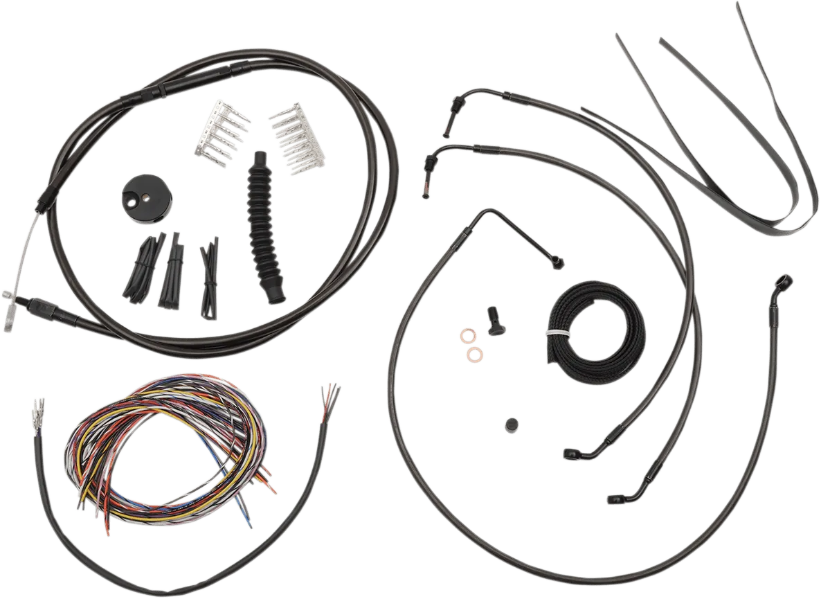 LA Choppers LA-8010KT2-19M Complete Handlebar Cable and Brake Line Kit - Midnight