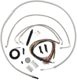 LA Choppers LA-8011KT2-19 Complete Handlebar Cable/Brake & Clutch Line/Wire Kit - Stainless Braided