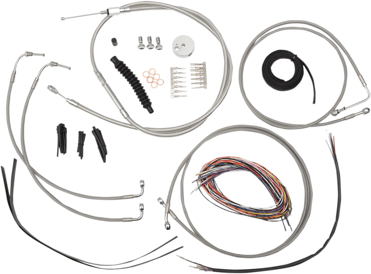 LA Choppers LA-8051KT2-16 Complete Handlebar Cable/Brake & Clutch Line/Wire Kit - Stainless Braided