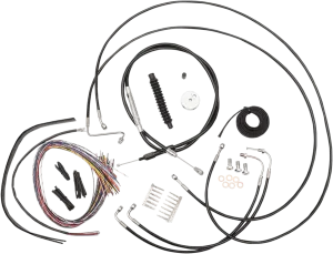 LA Choppers LA-8051KT2-19B Complete Handlebar Cable and Brake Line Kit - Black Vinyl/Stainless