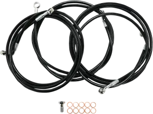 LA Choppers LA-8052B16B Black Vinyl-Coated Stainless Steel Brake Line Kit - 15-17in. Ape Hangers
