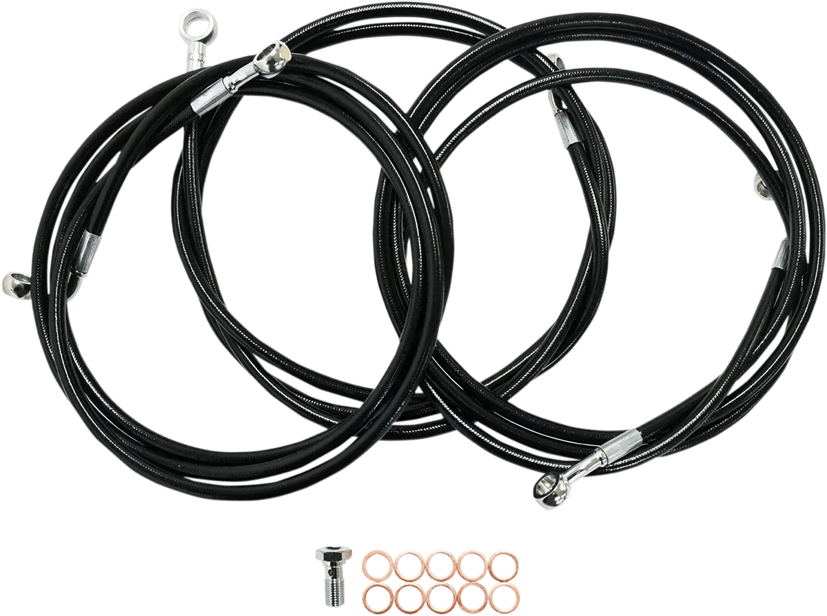 LA Choppers LA-8052B16B Black Vinyl-Coated Stainless Steel Brake Line Kit - 15-17in. Ape Hangers