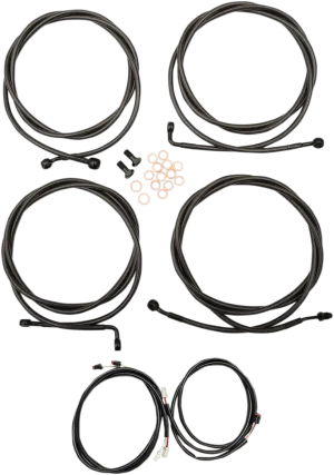 LA Choppers LA-8054KT3-16M Complete Handlebar Cable/Brake & Clutch Line/Wire Kit - Midnight Braided