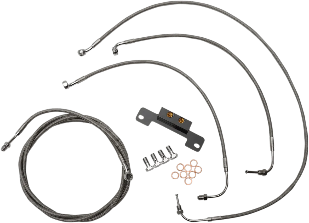 LA Choppers LA-8055KT-19 Standard Handlebar Cable/Brake & Clutch Line/Wire Kit - Stainless Braided