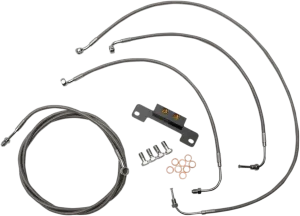 LA Choppers LA-8055KT-19 Standard Handlebar Cable/Brake & Clutch Line/Wire Kit - Stainless Braided